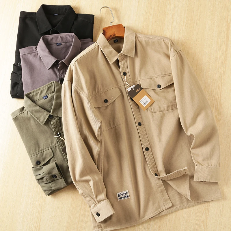 

Рабочая одежда из чистого хлопка irt Sle, уличная рабочая одежда Long Sve, повседневная мужская одежда в американском стиле ретро, Ameika Jaet, свободная осенняя стандартная одежда...