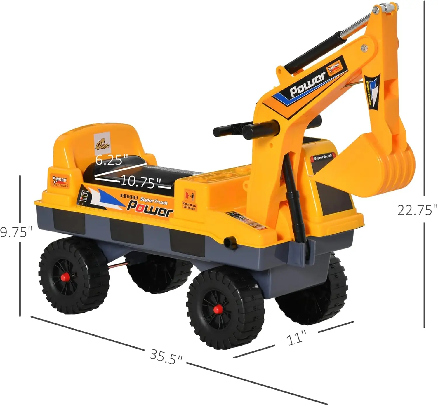 헬멧과 발톱이 있는 2 in 1 무동력 탑승식 굴삭기, 건설 트럭 세트, 수납공간이 있는 다기능 굴착기, 조명 포함