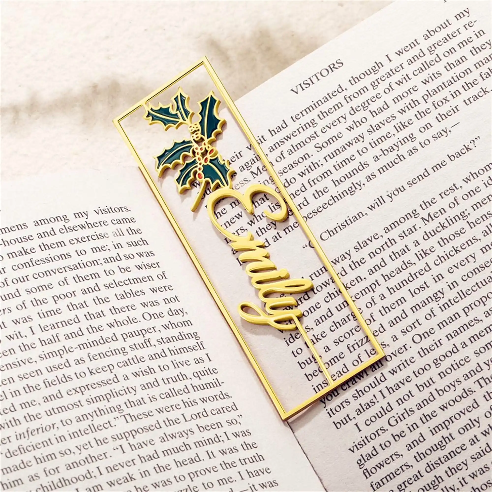 Custom Birthflower Name Bookmark Personalized Colorful Birthday Flower with Name Stainless Steel Bookmark Women Jewelry Memorial