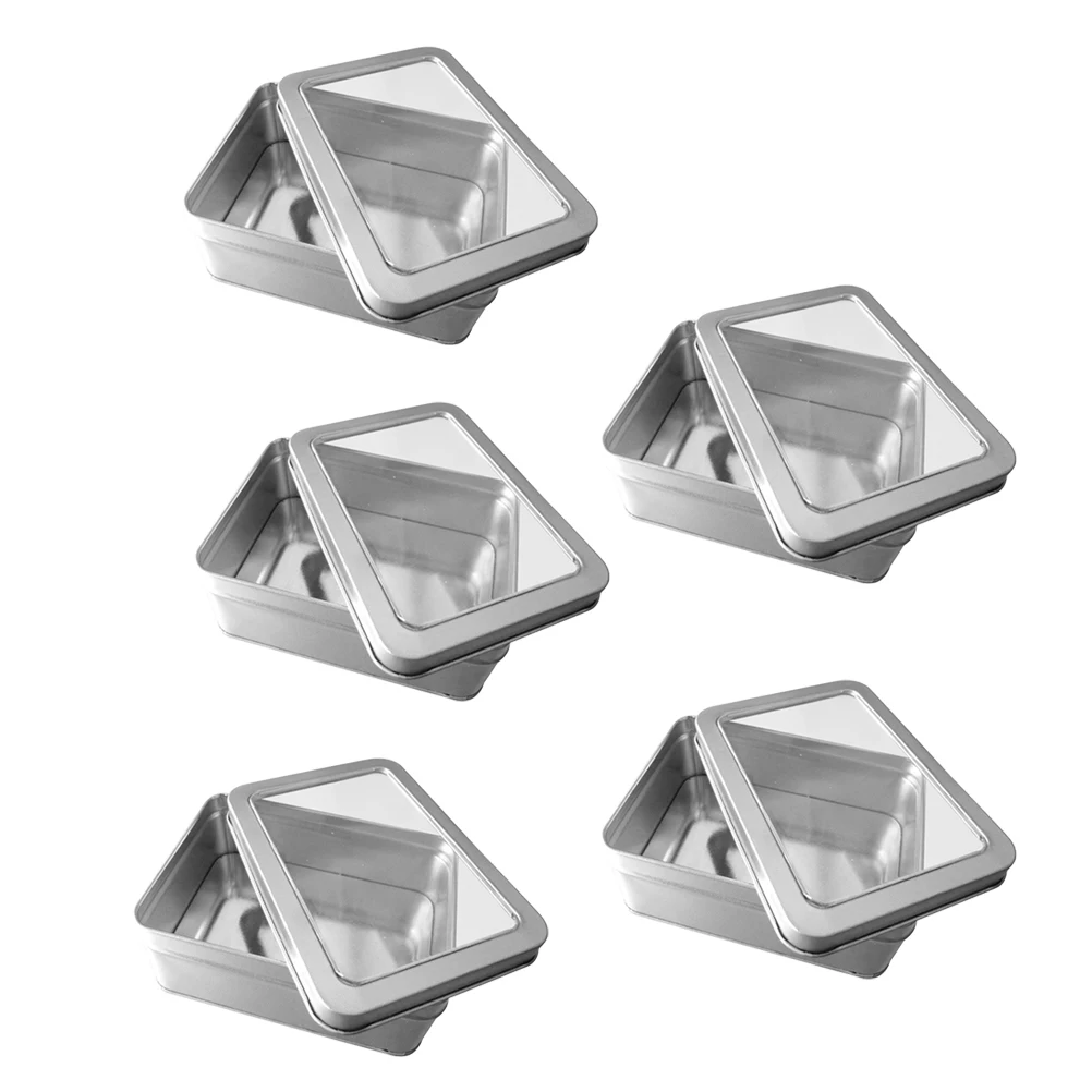 

5pcs Metal Empty Tins Tin Boxes 12.5x9x6cm Matte Finish Candy Spices Storage Containers Jewelry Tea Office Supplies