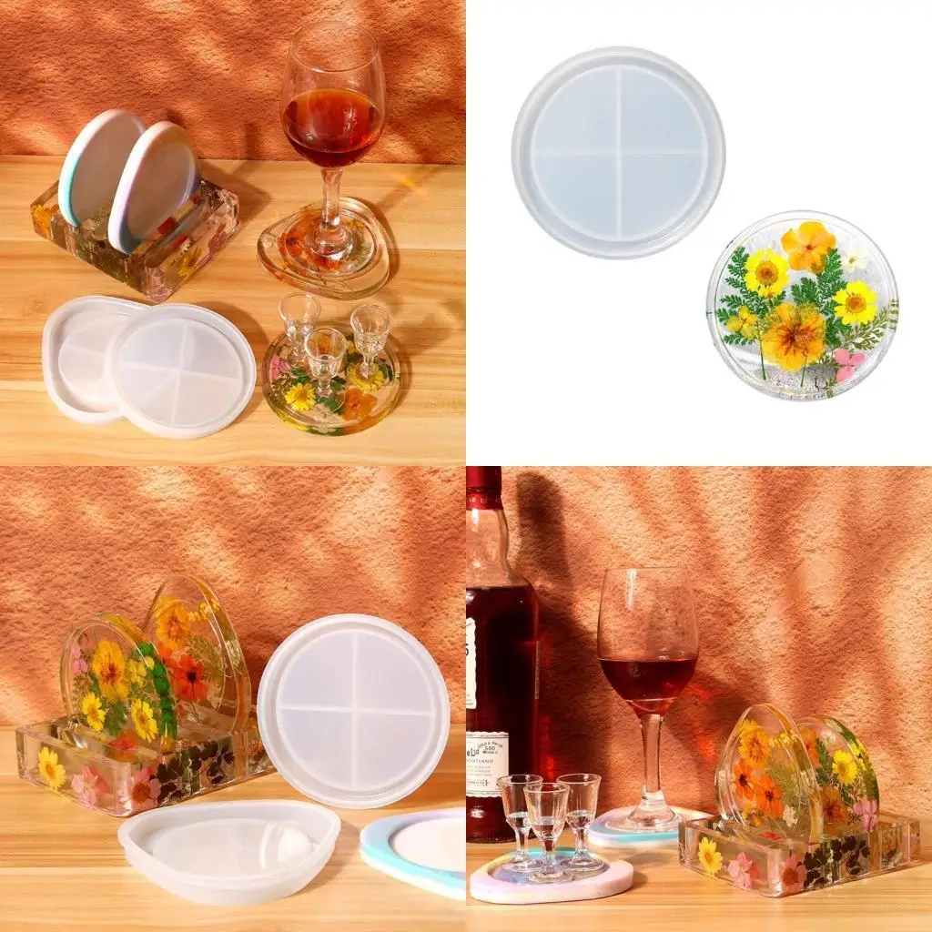 

9HJK Plate Molds Triangular Round Silicone Mold for DIY Cups Mats, Storage