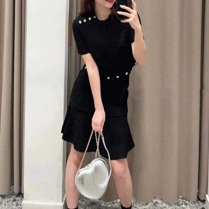 Versione di fascia alta Europeo Sle M Home Superior Bla Lavorato a maglia ort Dr Vita increscante ricamata Faion Dr da donna