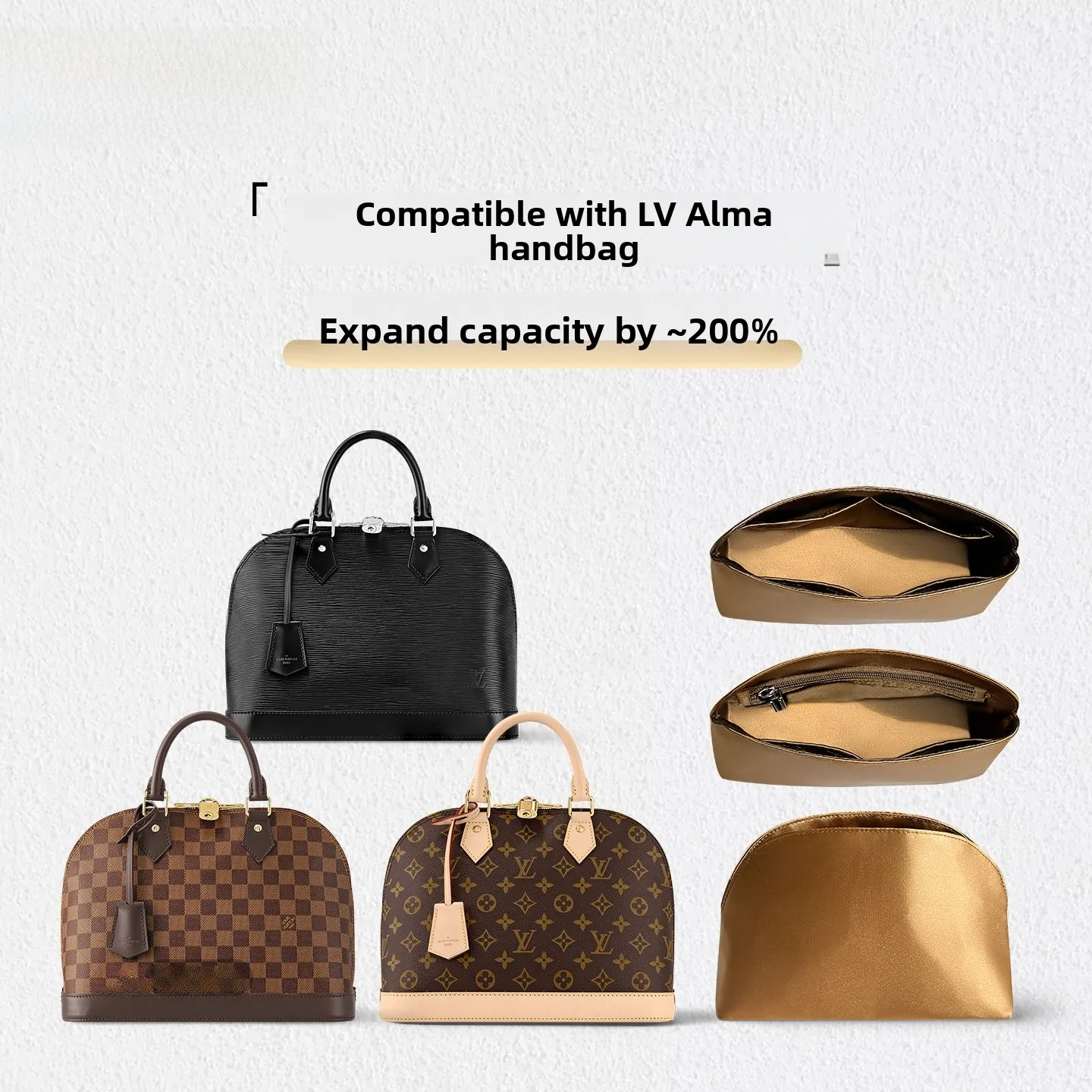 Organizador de Bolsillo Interior con Cremallera para Bolso Alma, Ultra ro, Deado, Versátil