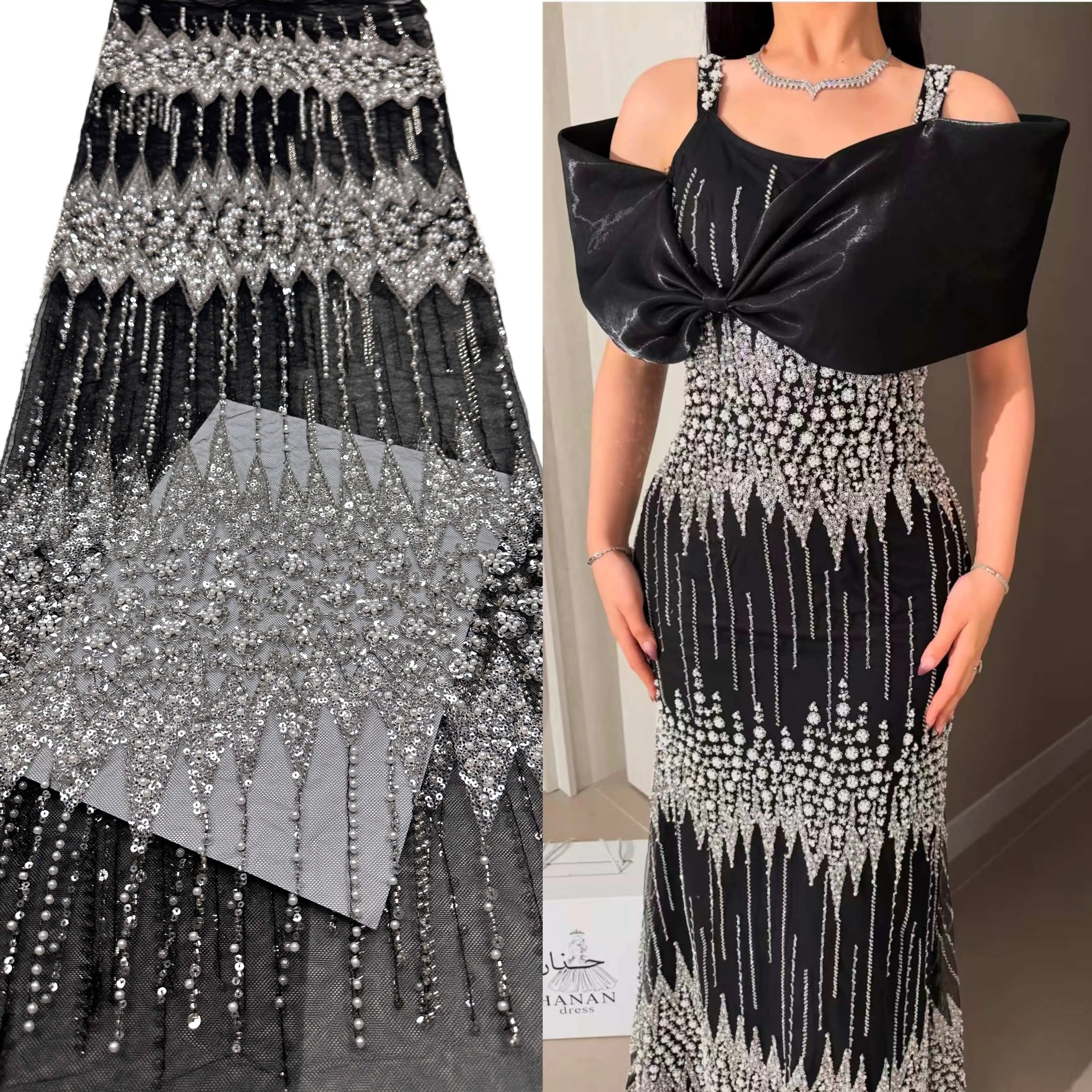 High-End Luxury French Lace Fabric Custom Evening Dresses Material for Luxury Party Dress Women's Prom Dress 2026 Woman 3401