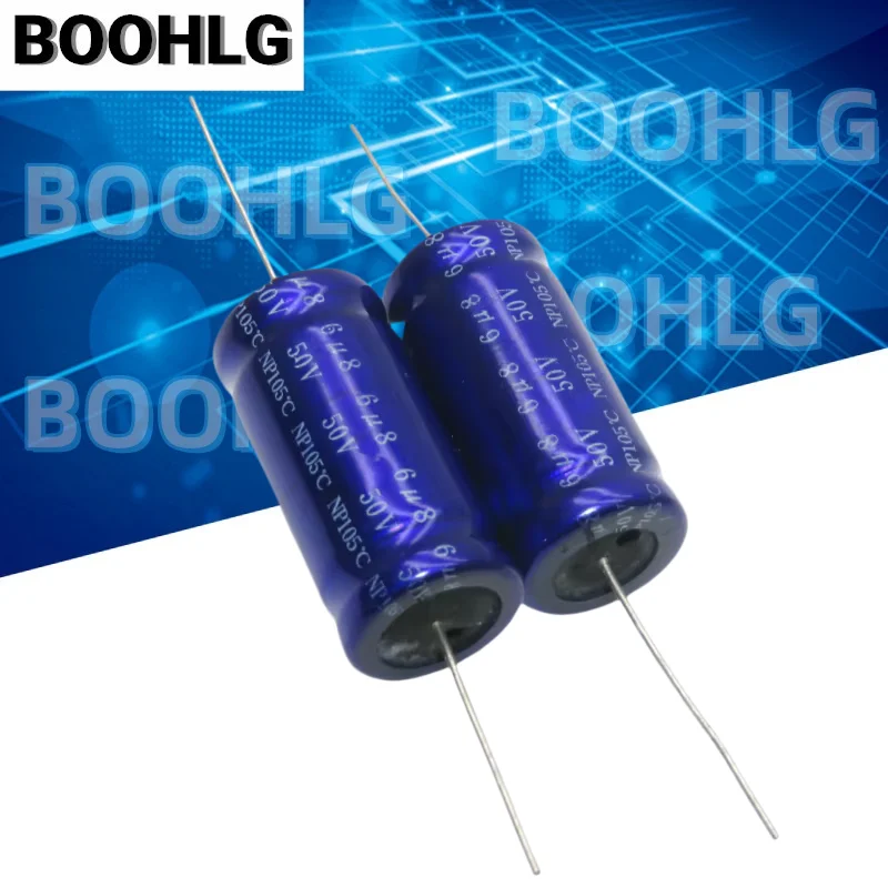 5PCS audio frequency division horizontal axial NP non-polar aluminum electrolytic capacitor 50v 6.8uf 16X33mm