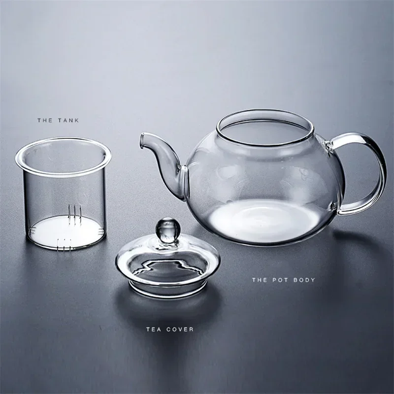 400ml-1000ml High Borosilicate Glass Flower Tea Pot Filterable Heat-resistant Thickened Glass Tea Pot Home Office Glass Teaware