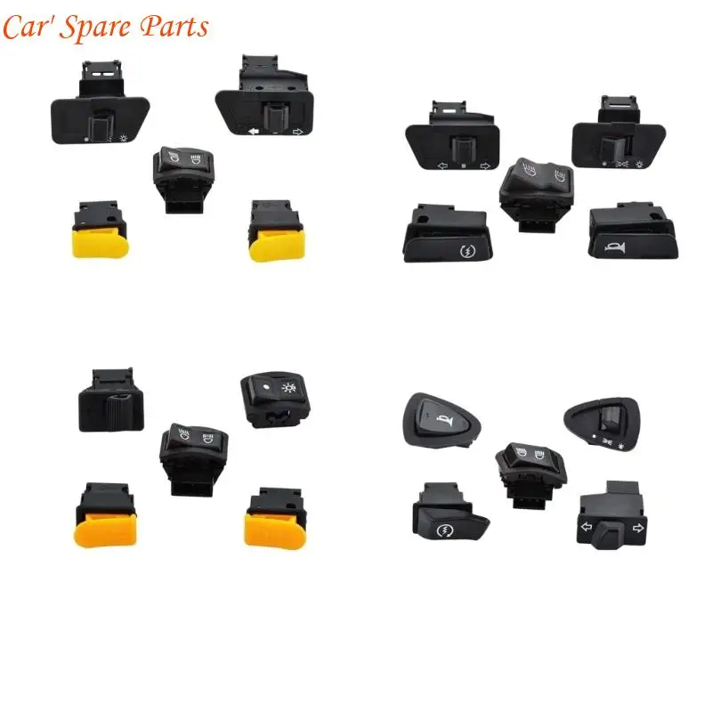 Y4UA 5Pcs Motorcycle Handlebar Switches Assembly For Lights Horn Turn Signals High Low Beam Electric Start Button Enduring