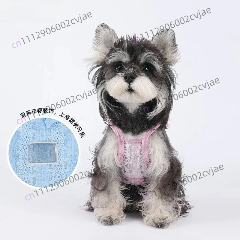 Pet dog dog clothes summer spring summer cool mesh sling vest sweet schnauzer than bear cute cat