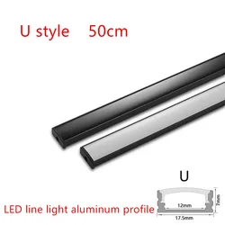 1-30Pcs/lot LED 0.5m U Black Led Aluminum Profile For 5050 5630 Milky/Black Cover LED Channel Cabinet Closet Bar Strip Lights