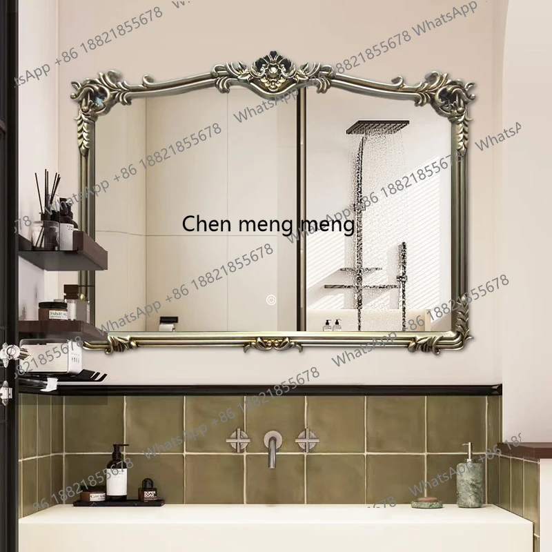 French Sink Mirror American Bathroom Bathroom Bathroom Wall Hanging Mirror Retro Old Fireplace Dresser
