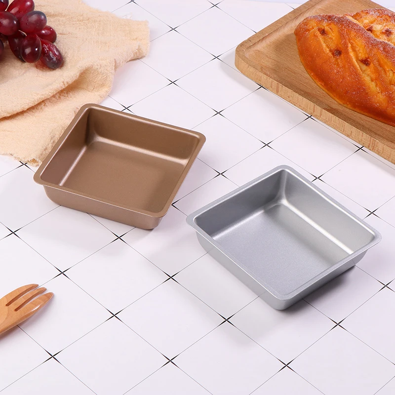 4Inch Mini Square Carbon Steel Baking Tray Pizza Cake Mold Non-Stick Bakeware Air Fryer Oven Tart Pan Kitchen Cooking Tool