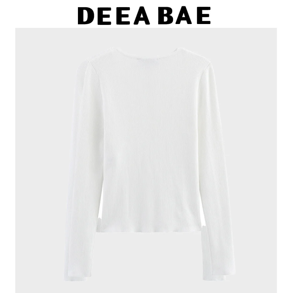 DEEABAE セクシーなスパイシーガールデザイン中空アウトニットセーター女性の春の新ラウンドネック露出へそショートトップ