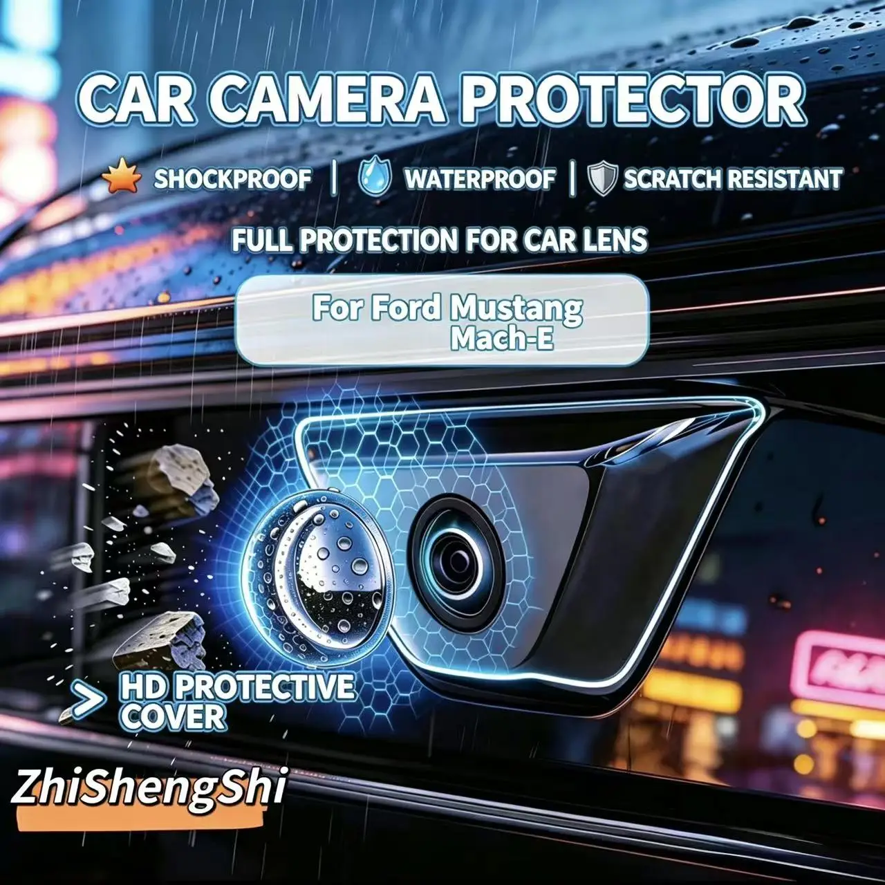 For Ford Mustang Mach-E 360°Rear View Camera Cover Anti-Scratch PC Film Waterproof Dustproof Protector Auto Exterior Accessories