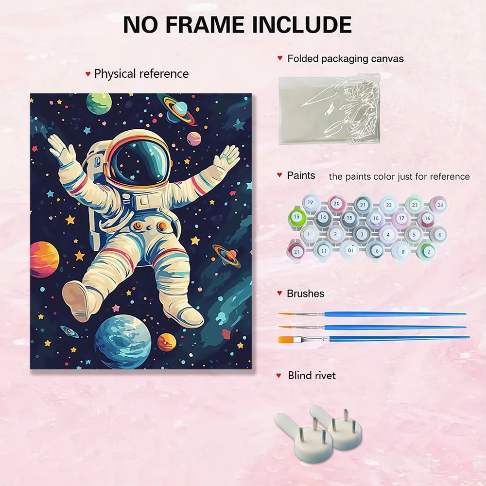 Astronauts floating in space  DIY Acrylic Digital Painting Kit For Beginners Home Wall Decor Frame Not Included