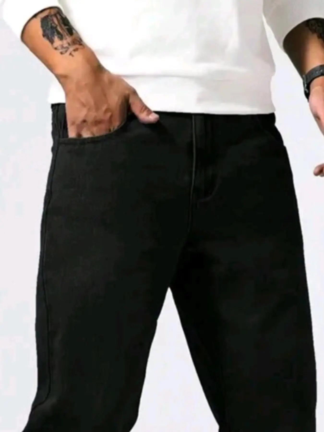 

2025 new men's micro elastic casual jeans, men's slim fit versatile black denim pants