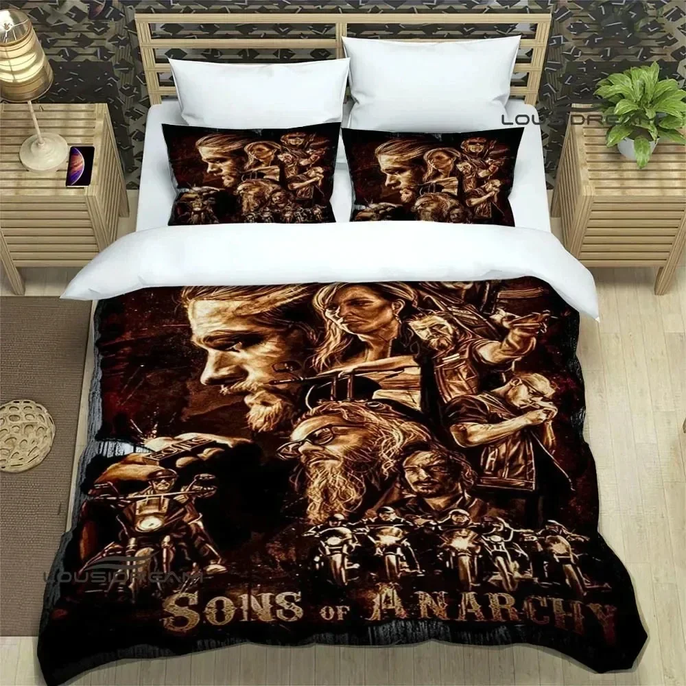 Sons of Anarchy Retro 3D NEW Duvet Cover Pillowcase Bedding Set Adult Boy Girl Bedroom Decoration Children Single Double Large