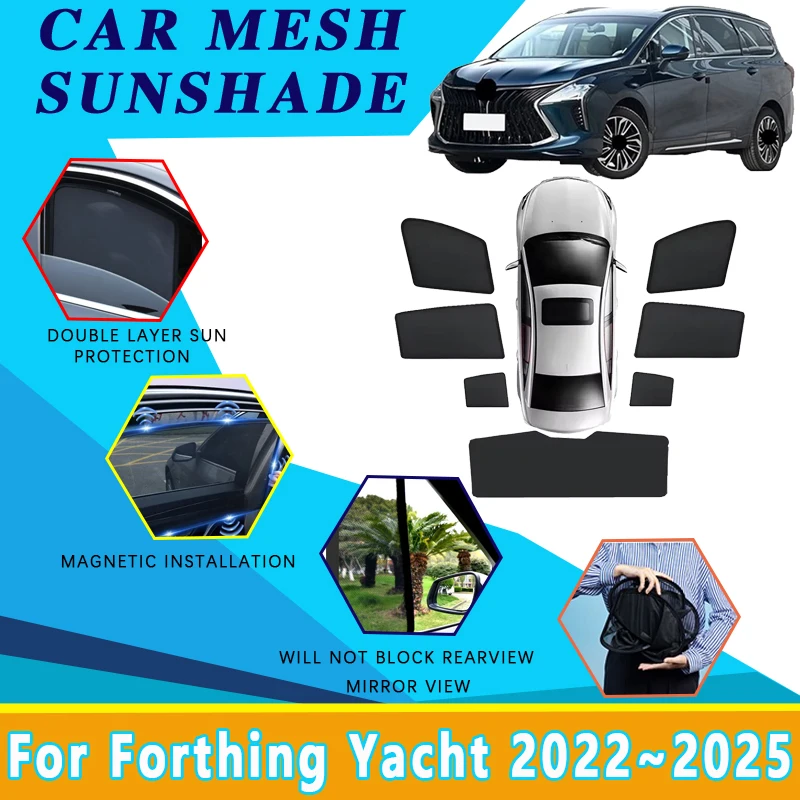 Car Mesh Sun Shade For Forthing Yacht 4 U-Tour Suba M4 2022~2025 Magnetic Sunshade Windshield Side Window Visor Tool Accessories