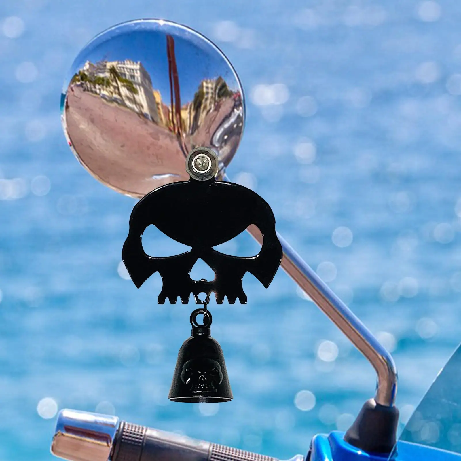 해골 걸이가있는 바이커 벨 해골 걸이가있는 행운의 바이커 벨 아버지 여성 남성 남자 친구를위한 금속 사이클링 펜던트