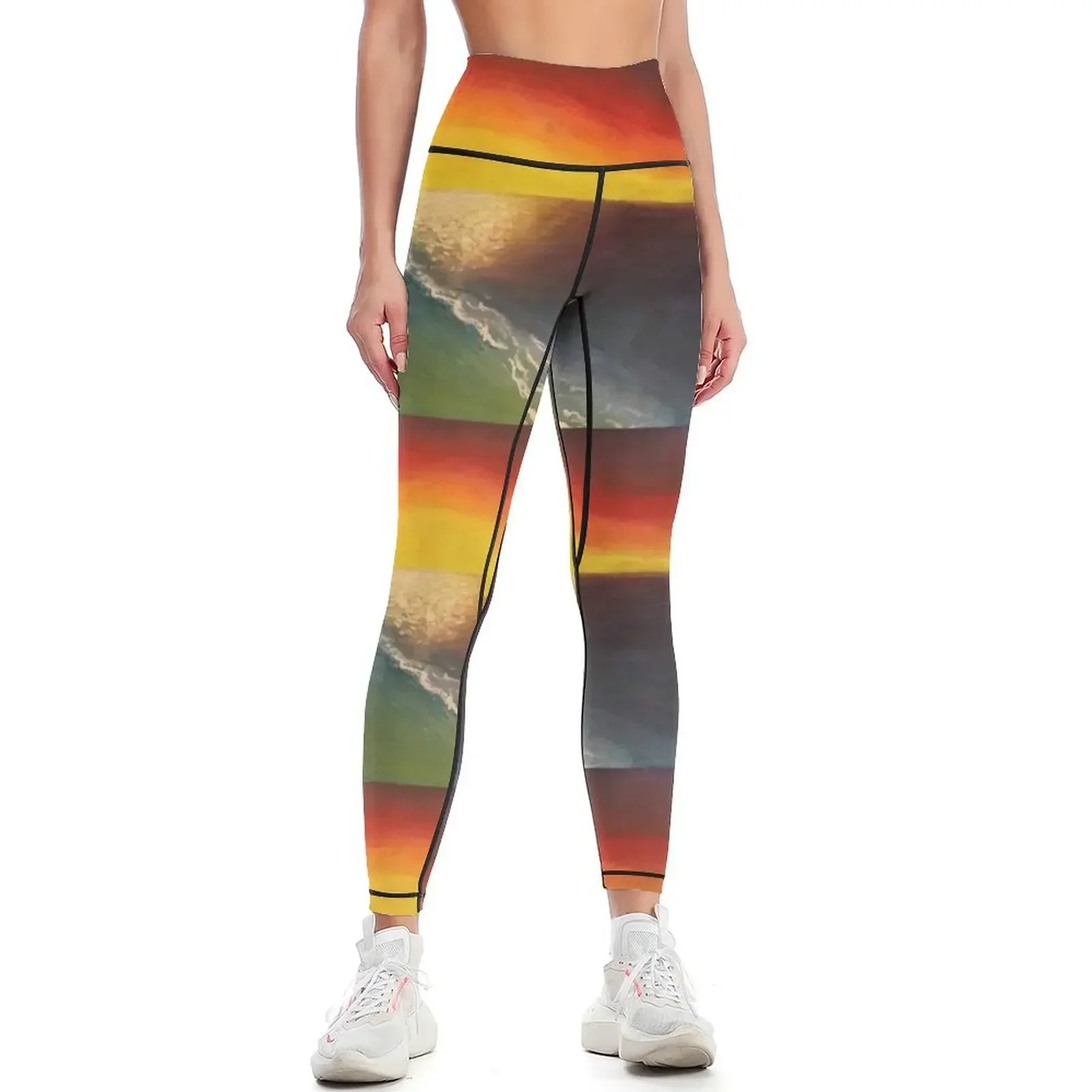 

Seaside Sunset - original painting by mjh, 2018 Leggings gym's clothing fitness set gym Training pants Womens Leggings