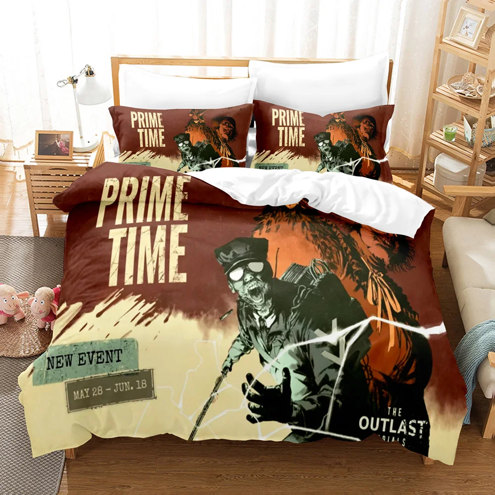 Limitation Game Outlast Trials Dark Psychological Duvet Cover Set 3PCS Bedding With 2 Pillowcases Horror Game Text Home Decor