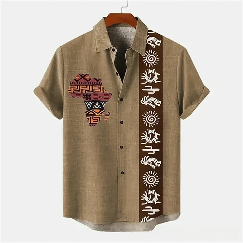Men's Printed Collar Short Sleeve Shirt Street Style Casual Polyester Fiber No Ironing Treatment Regular Fit Summer Shirt