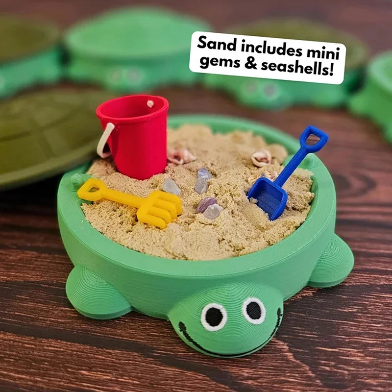 Mini caixa de areia de tartaruga com areia e mini ferramentas mini caixa de areia de tartaruga de mesa brinquedos novidade presente-decoração de mesa-jardim zen