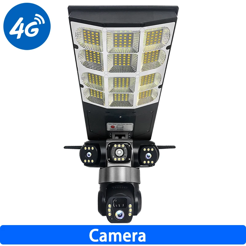 15MP 4G drievoudige lens zonnecamera met afstandsbediening, zonne-energie straatverlichting, externe bewakingscamera's, ondersteuning voor humanoïde tracking