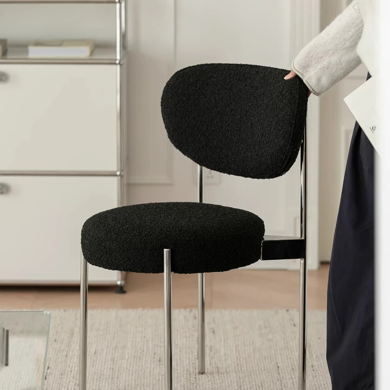 

Designer dining chair home cream style makeup chair soft bag retro casual