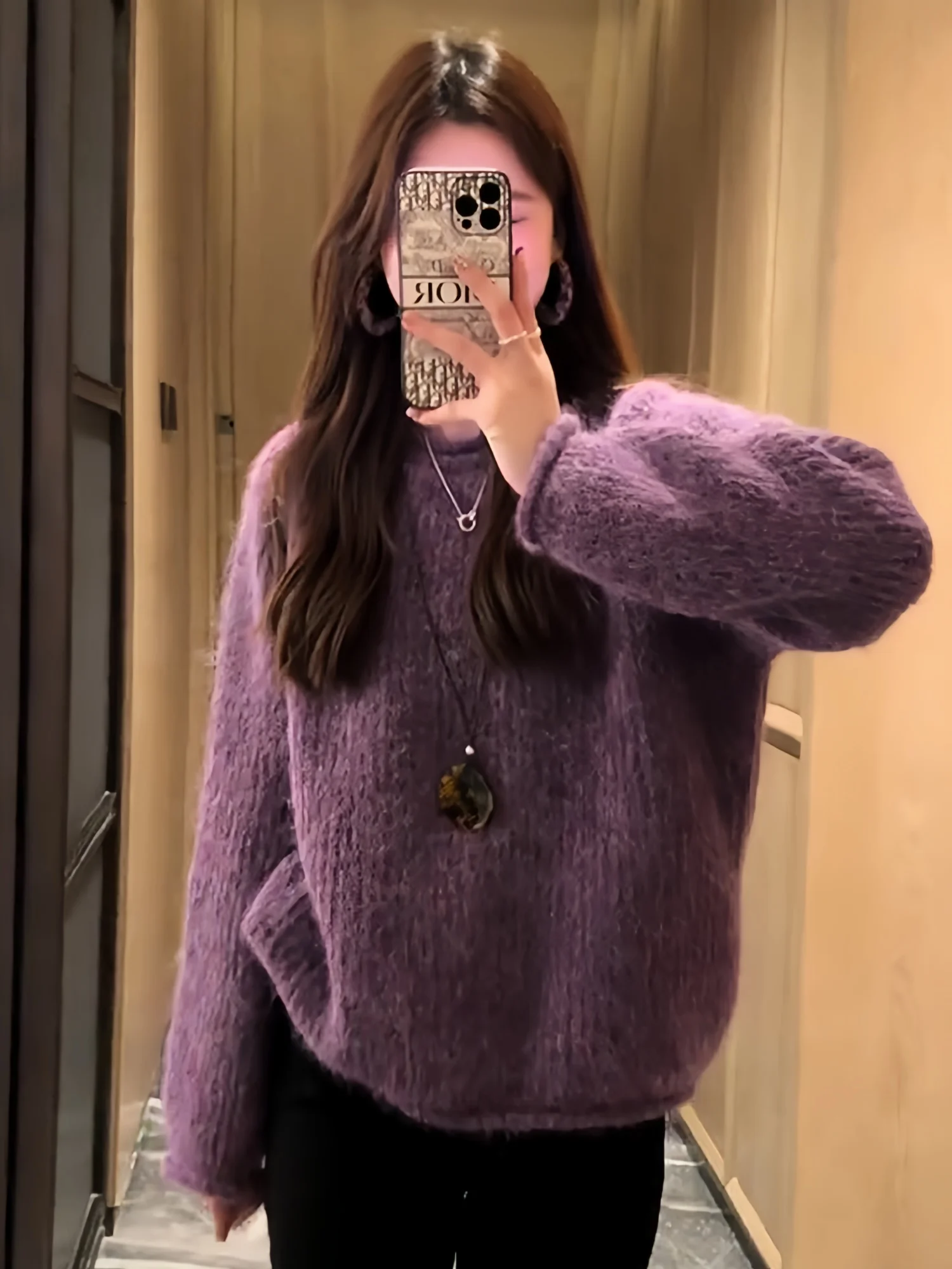 

Ladies' Cozy round Ne Pullover Sweater Loose Fit Comfortable Soft Winter High-End Simple Match All Seasons Knitted Top