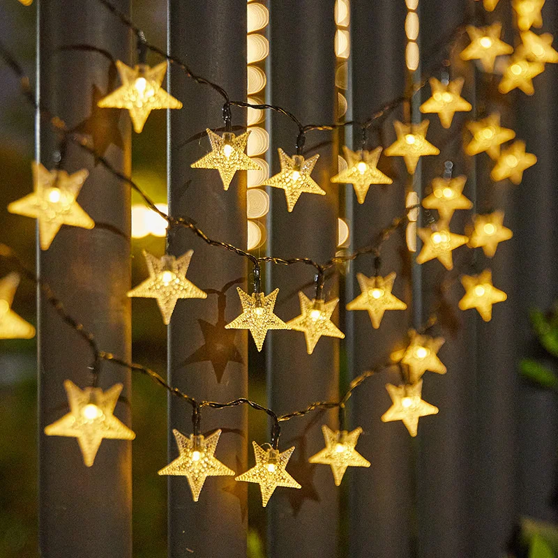 Solar Star String Lights Outdoor Waterproof LED Solar Powered Fairy Lights For Christmas Patio Garden Yard Porch Wedding Decor