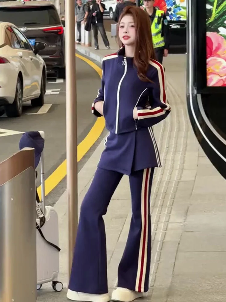 

Женский зимний повседневный спортивный костюм: модная куртка на флисовой подкладке, брюки с высокой талией, комплект из трех предметов