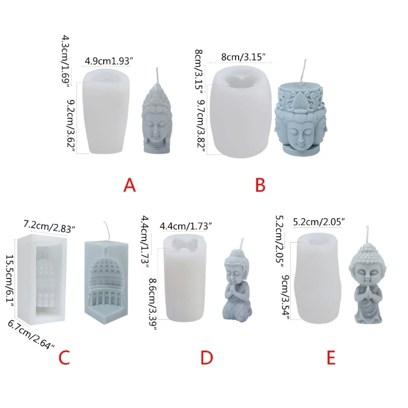 Molde silicona para estatua Buda, molde para velas antiadherente, fácil desmoldar para hacer velas, jabón, decoración