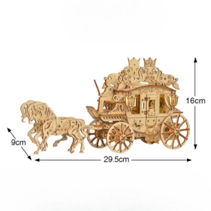 3D Wooden Puzzle Rath Yatras Ornaments Model with LED Light Handmade DIY Assembly Toy Jigsaw Model Building Kits for Kids Adults