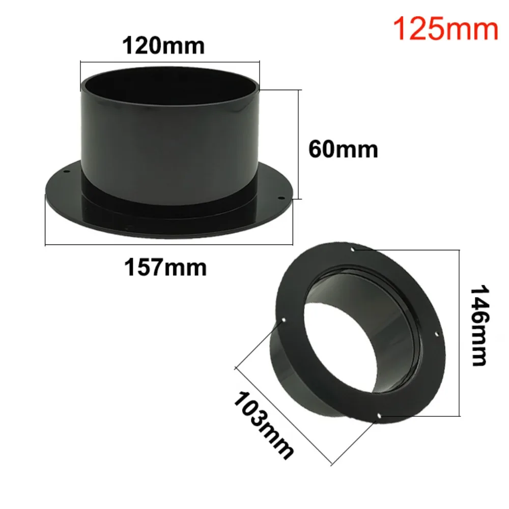 Household Accessories ABS Wall Flange Connector Round Black Exhaust Pipe Connector Air Ducting Connection Ventilation Pipe