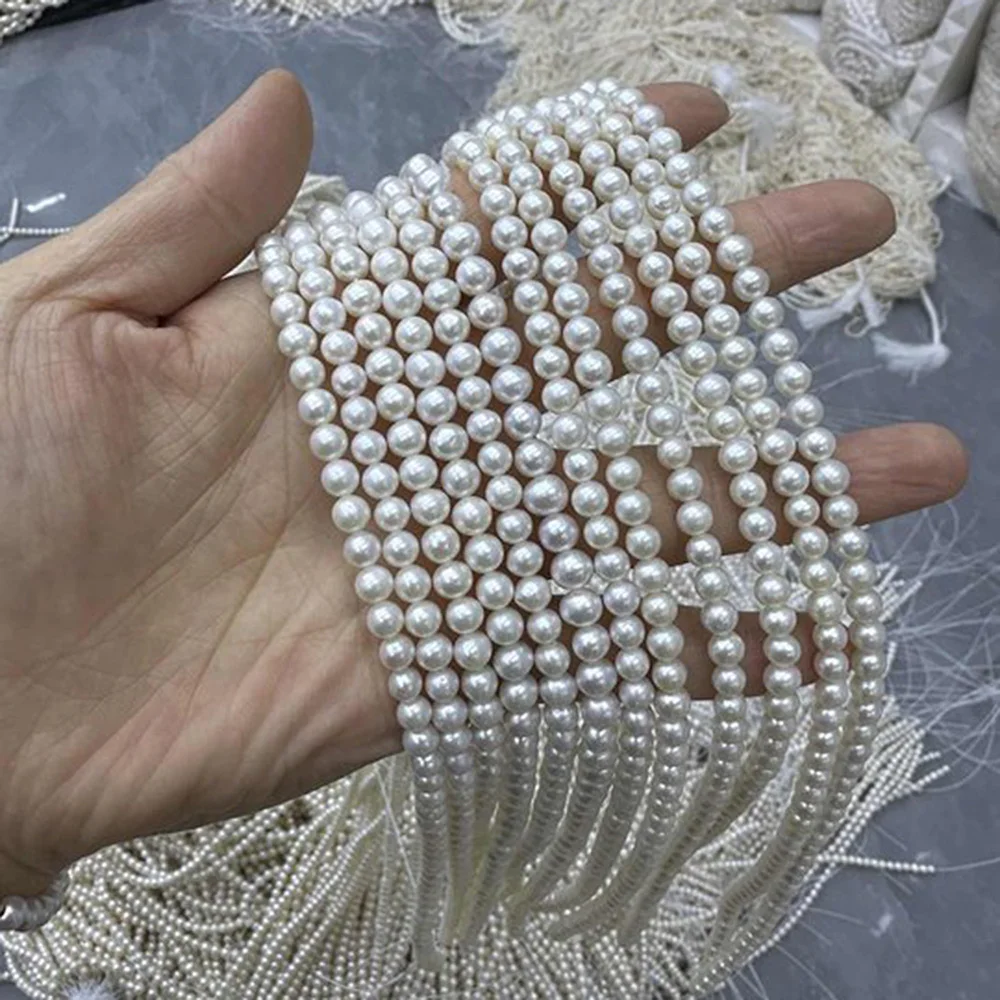 

5-6mm AA Natural Freshwater Pearl Near Round Pearl Sparkling Isolated Bead Jewelry MakeDIY Necklace Bracelet Accessories Wedding