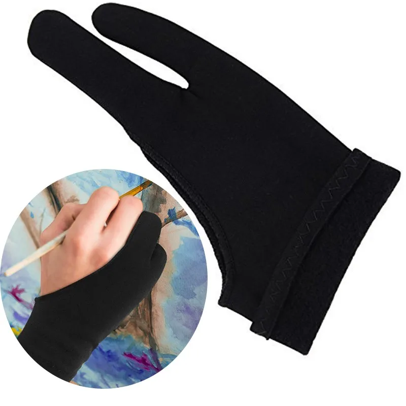 1PC Home Artist Gloves for Drawing Tablet Free Size Glove with Two Fingers for Graphics Pad Painting Right Hand or Left Hand