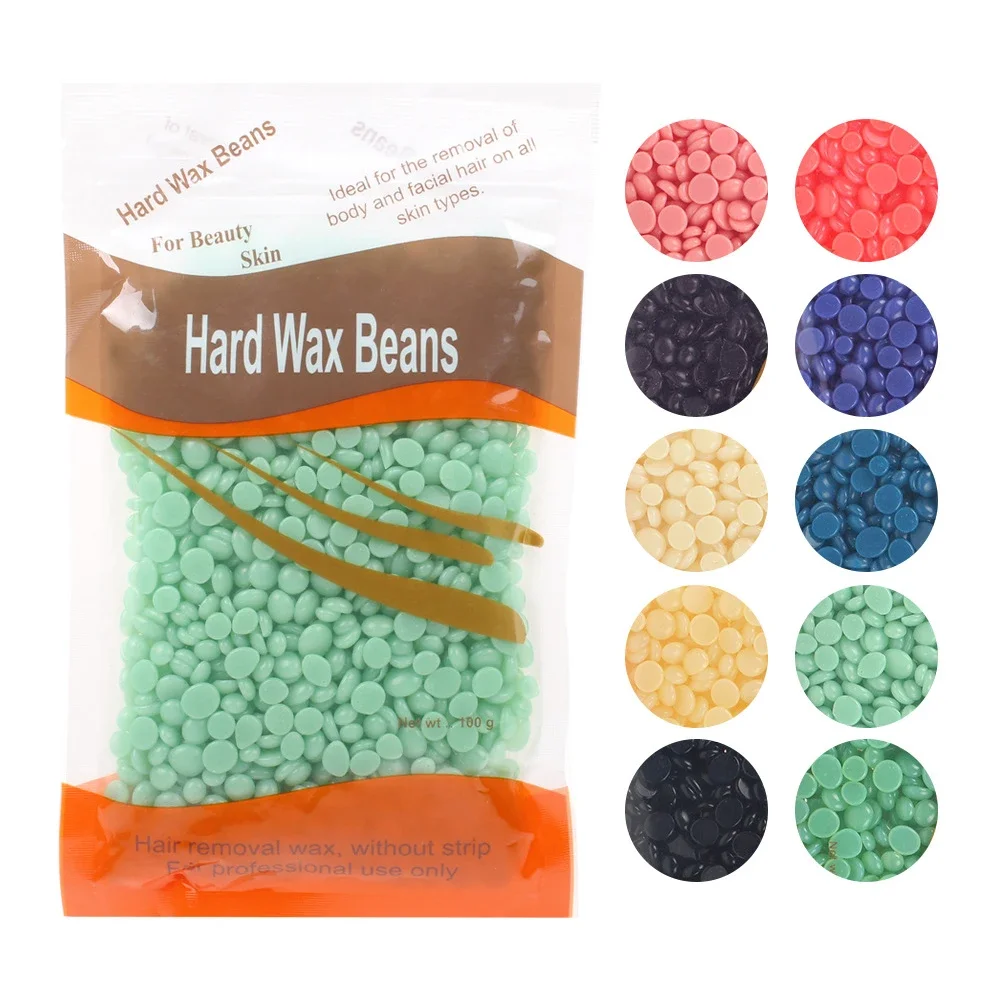 100g Depilatory Hard Wax Beans Stripless Waxing Beans with Natural Ingredient Hard Body Wax Beans for All Body and Bikini Areas