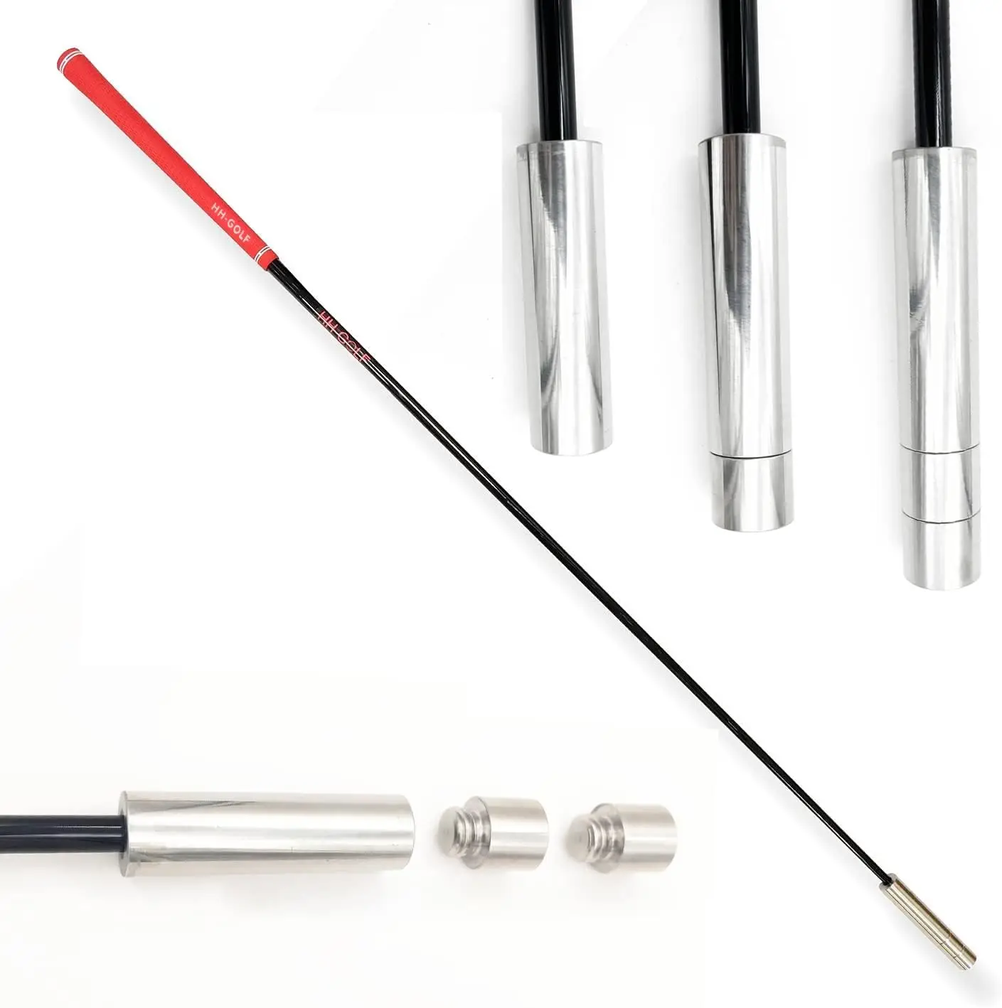 Custom Portable Stainless Steel Carbon Rod PPE Golf Swing Trainer Removable Weights 45 Inches Lightweight 0.34kg
