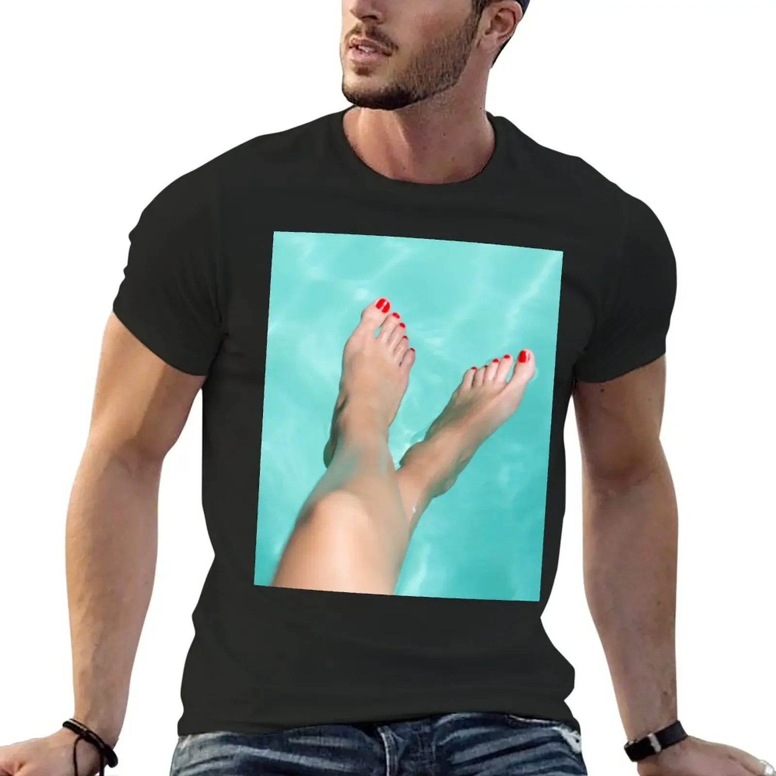 Pretty feet with red toenails play with water T-Shirt cute tops anime t shirts essential t shirt mens t shirt