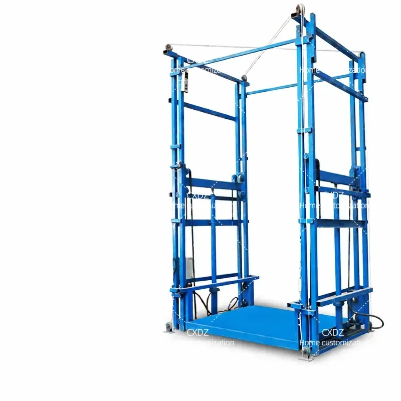 1-2 tons multi-floor lift hydraulic freight elevator double track freight elevator lifting platform lift freight elevator