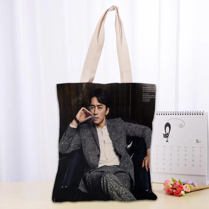 

Song Seung Heon Tote Bag Women Canvas Fabric Bags Eco Reusable Shopping Bags Traveling Beach Casual Useful Shoulder Bag 0209