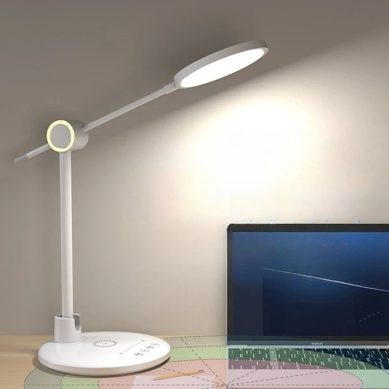 

Full Spectrum Stand Desk Lamp USB Dimmable 24W Super Bright Student Study Table Light Touch Control with Wireless Fast Charging
