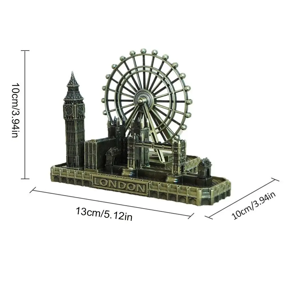 Metal London Eye Big Ben Tower Bridge Vintage Retro London Group Buildings Creative Waterproof City Figurine Photography Props