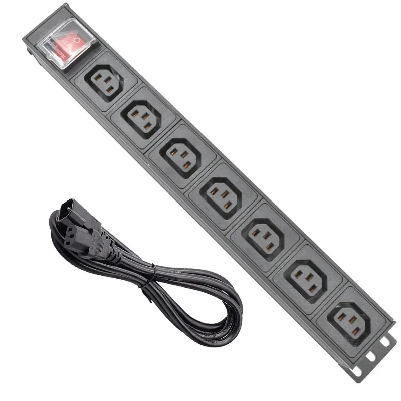 

Network Rack PDU aluminium alloy Power Strip 7 Ways C13 output socket With 2m extension cable C14 interface overload protection