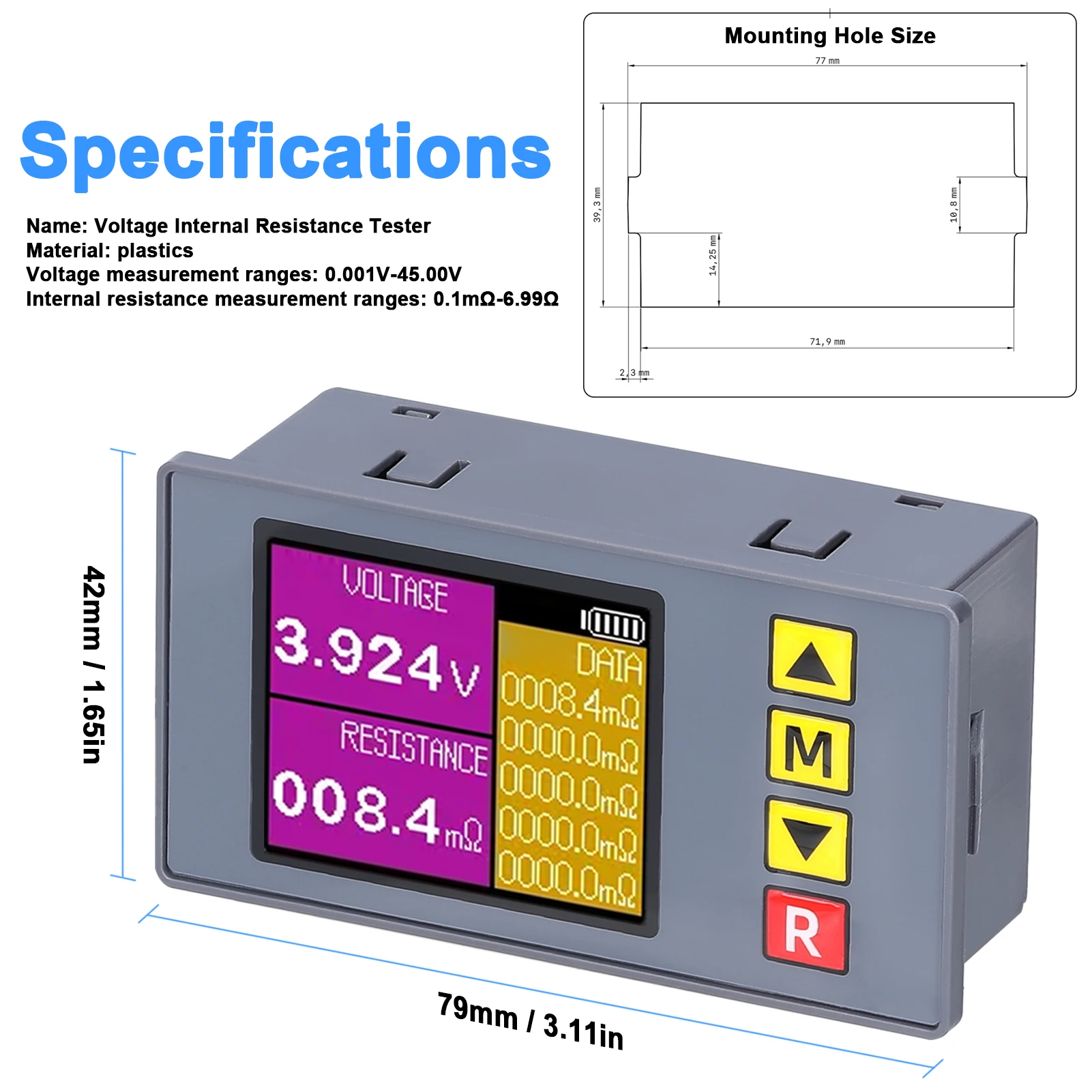 Probador de resistencia interna de voltaje de batería TS457, cc 5V, alimentado por CA, método de 4 cables, medidor de resistencia interna de voltaje profesional