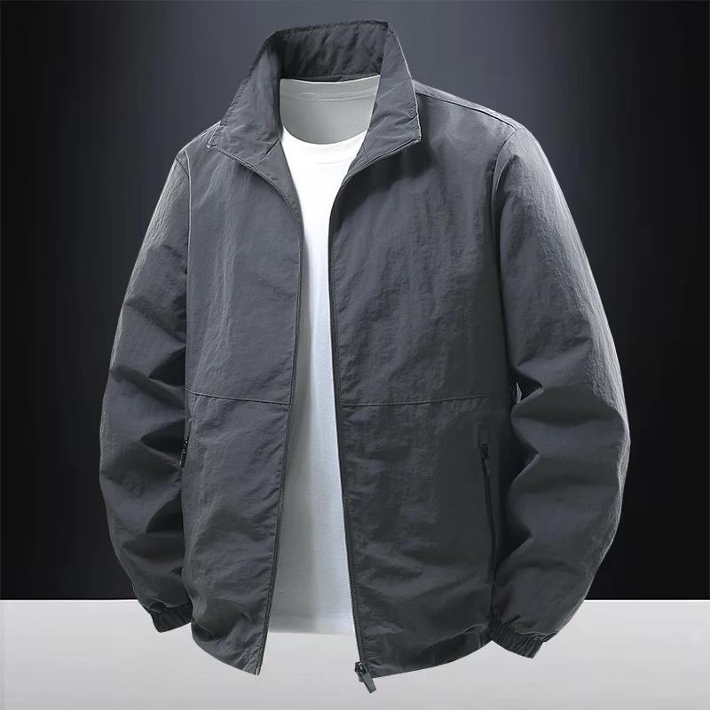 

Мужская повседневная куртка с воротником-стойкой, верхняя одежда для весны и осени, свободный крой, ветрозащитная, для активного отдыха, молодежная, из полиэстера