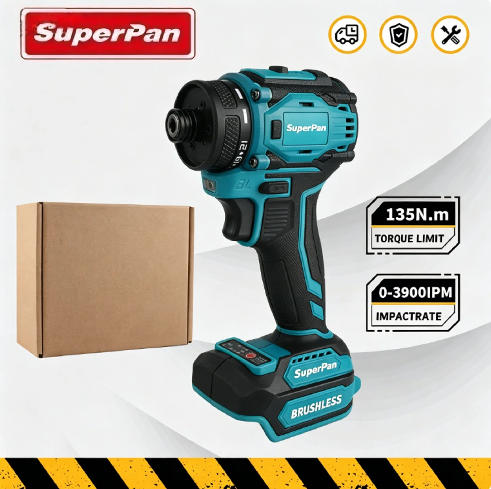 

Беспроводной бесщеточный ударный гайковерт для аккумуляторов DeWalt/Makita/Milwaukee, электроинструмент SuperPan, только инструмент (без аккумулятора и зарядного устройства)