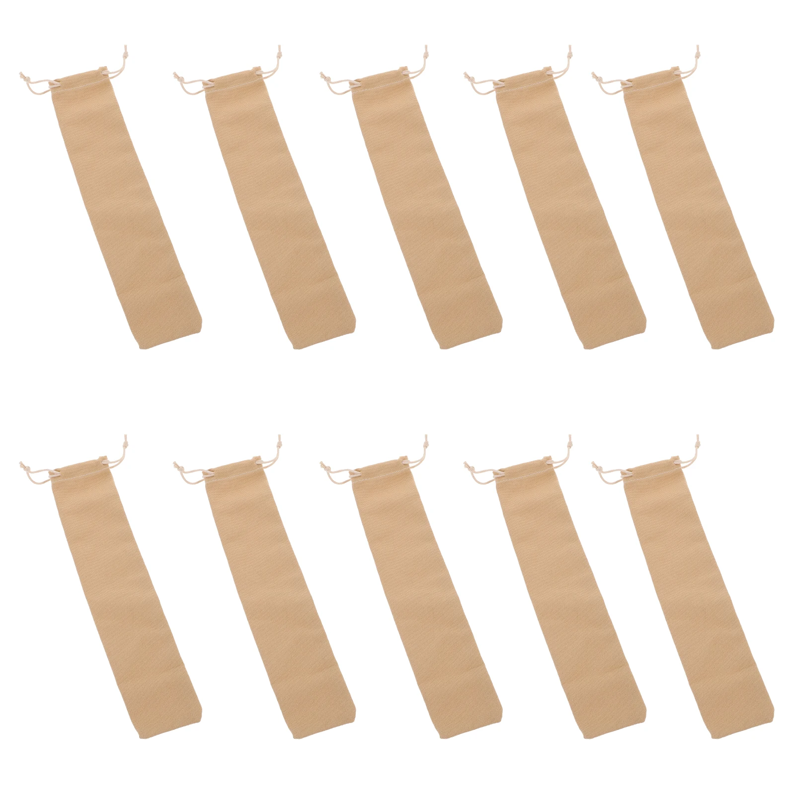 

10 Pcs Straw Cutlery Bags Cotton Storage Drawstring Chopsticks Spoon Silverware Portable School Camping Reusable