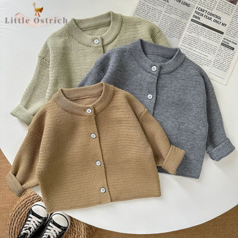 Newborn Baby Girl Boy Soft Knitted Sweater Coat Infant Toddler Child Solid Long Sleeve Cardigan Autumn Winter Baby Clothes 0-3Y