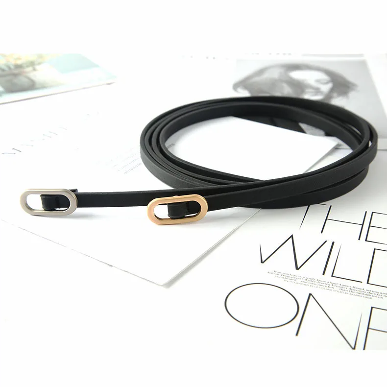 Non perforated waistband thin belt long shirt dress decorative waistband Ladies Slim Skirt Narrow Soft Leather Women Jeans Belt